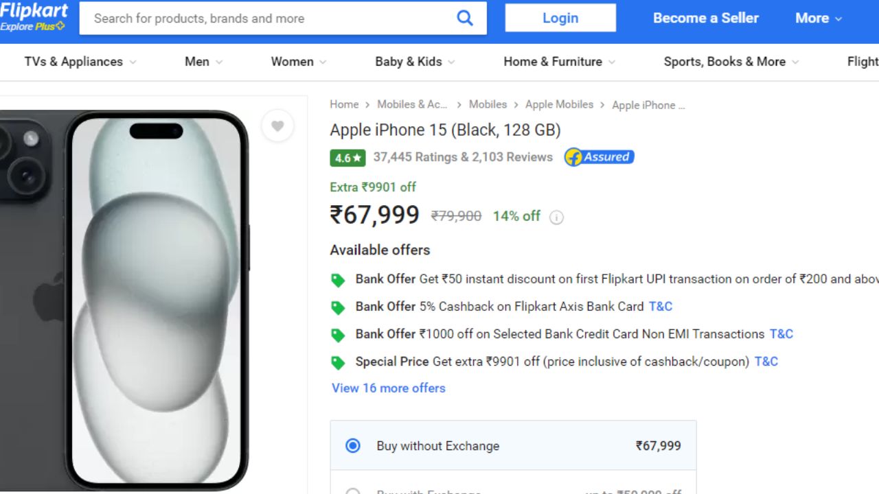 Apple iPhone 15 Prices Slashed in India During Flipkart Mega June Bonanza Sale; Now Starts at Rs